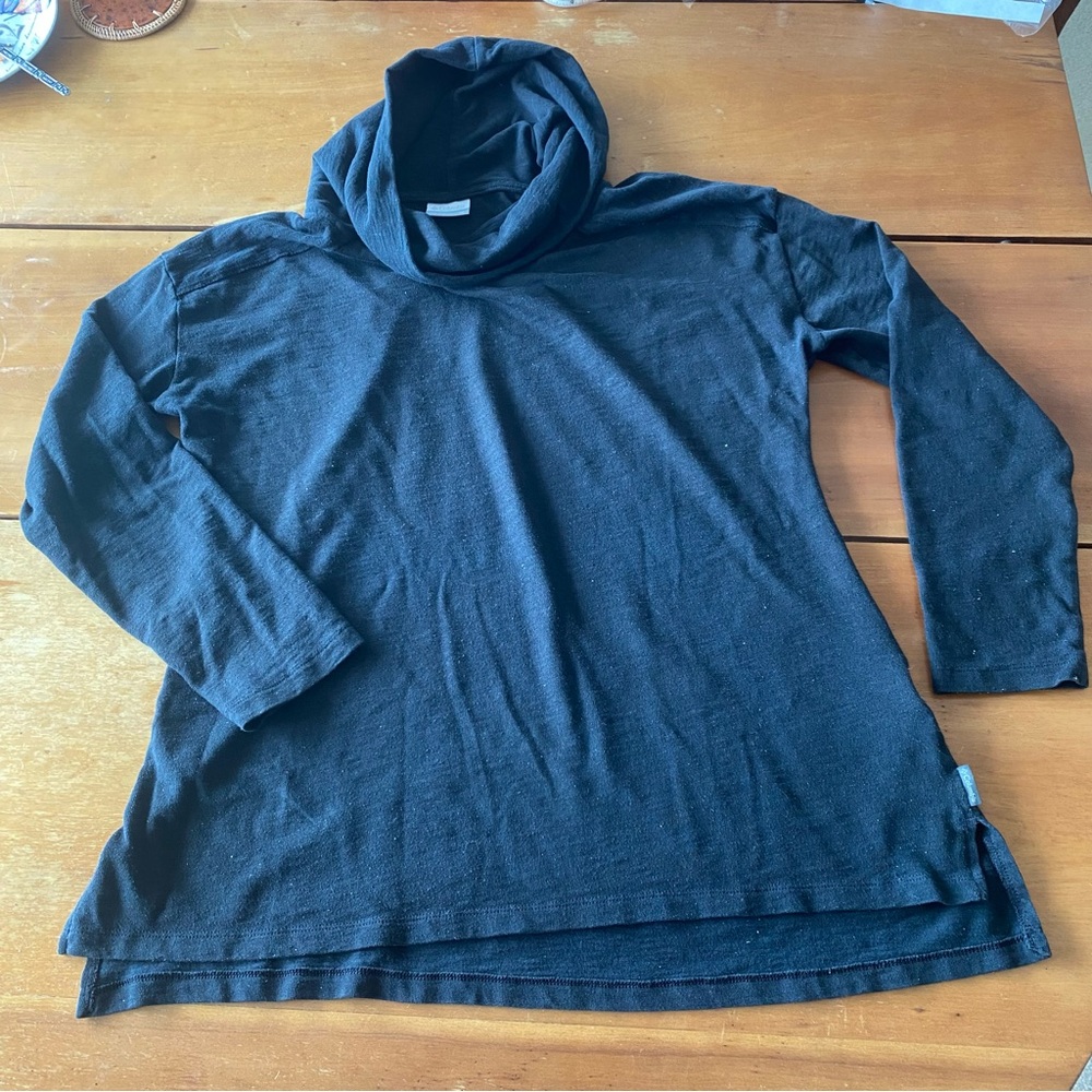 Columbia Black Cowl Neck Long-Sleeve Shirt 75% Cotton Gorpcore Travel Outdoor XL